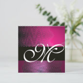 MONOGRAM DER STILWELLEN, rosa, lila Amethyste Einladung (Stehend Vorderseite)