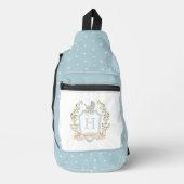 Monogram des Baby Carriage Wappen | Blue Baby Crossbody Bag (Vorderseite)