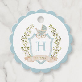 Monogram des Baby Carriage Wappen | Blue Baby Dusc Geschenkanhänger