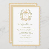 Monogram des Baby Carriage Wappen | Neutrale Babyd Einladung (Vorne/Hinten)