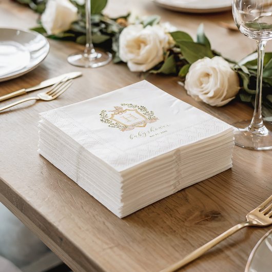 Monogram des Baby Carriage Wappen | Neutrale Babyd Serviette