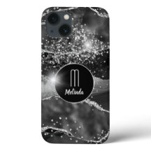 Monogram des Black Agate Diamond Glitzer