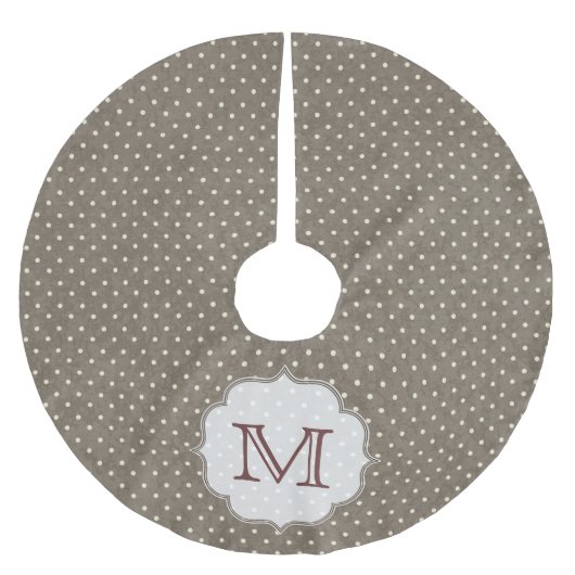 Monogram des braunen Punkts, anfänglicher Tree-Roc Polyester Weihnachtsbaumdecke (Vorderseite)