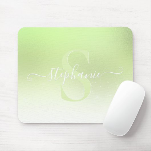 Monogram des Kalkgrün-Shimmer-Sparkels Mousepad (Mit Mouse)