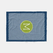 Monogram des Navy Blue and Lime Green Chevrons Sin Fleecedecke (Vorderseite (Horizontal))