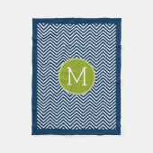 Monogram des Navy Blue and Lime Green Chevrons Sin Fleecedecke (Vorderseite)