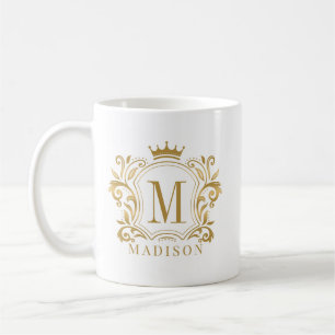 Monogram des Royal Wappen Crown Scrolls Kaffeetasse
