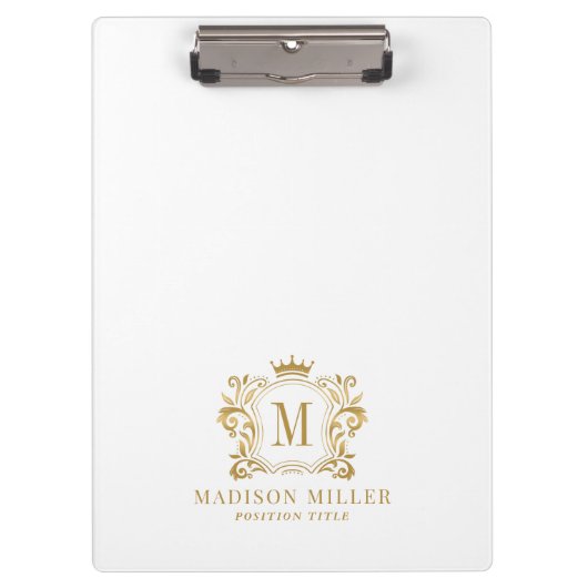 Monogram des Royal Wappen Crown Scrolls Klemmbrett (Vorderseite)