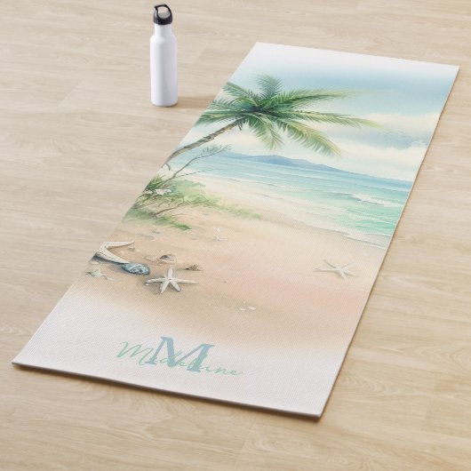 Monogram des tropischen Strandsands Starfish Palm Yogamatte (Beispiel)