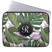 Monogram des tropischen Summer Green Lila Blätter Laptopschutzhülle (Vorderseite)