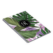 Monogram des tropischen Summer Green Lila Blätter Notizblock (Rechte Seite)