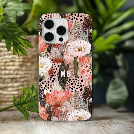 Monogram Desert Boho Floral Moderner Chic Case-Mate iPhone Hülle