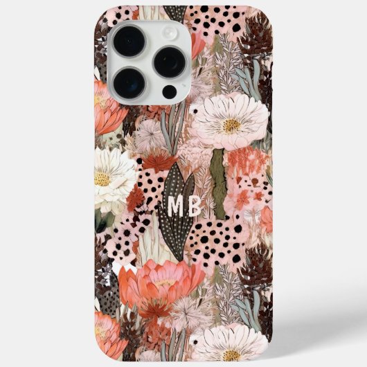 Monogram Desert Boho Floral Moderner Chic Case-Mate iPhone Hülle (Rückseite)