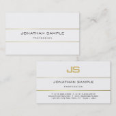 Monogram Design Trendy Schlicht Modern Gold Streif Visitenkarte (Vorne/Hinten)