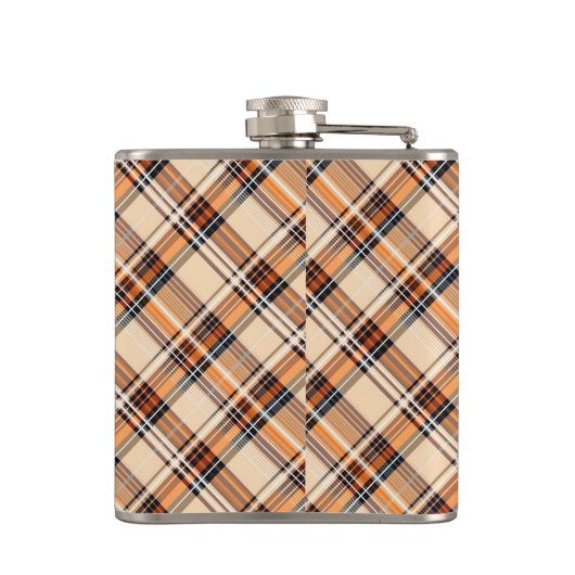 Monogram, Diagonal Plaid Vinyl Wrapped Hip Flask Flachmann (Rückseite)