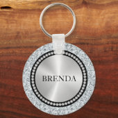 Monogram, Diamantenmuster für weiße Imitate Schlüsselanhänger (Vorderseite)