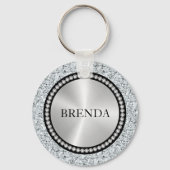 Monogram, Diamantenmuster für weiße Imitate Schlüsselanhänger (Rückseite)