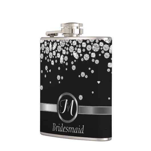 Monogram Diamond - Bridesmaid Flachmann (Links)