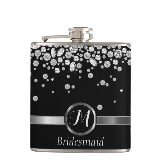 Monogram Diamond - Bridesmaid Flachmann (Vorderseite)