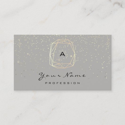 Monogram Diamond Gray Gold Confetti Blogger Terminkarte (Vorderseite)