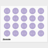 Monogram Digital Lavender Lila Minimale Hochzeit Runder Aufkleber (Blatt)