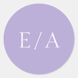 Monogram Digital Lavender Lila Minimale Hochzeit Runder Aufkleber