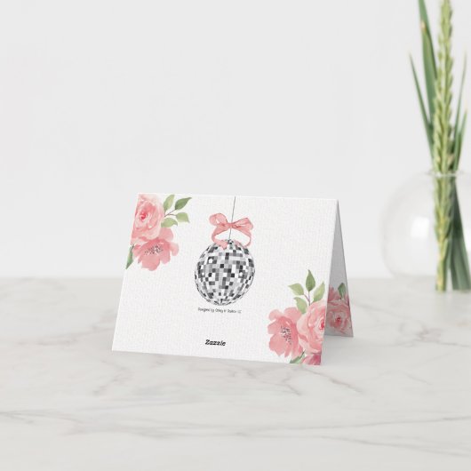 Monogram Disco Ball Wedding Danke Foto Inside (Rückseite)