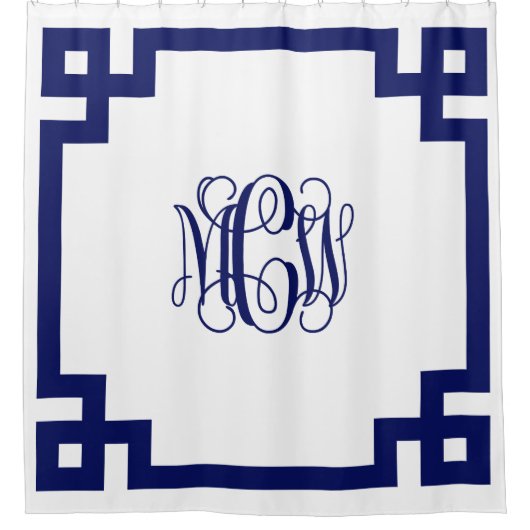 Monogram DIY BG und griechischer Schlüsselrahmen f Duschvorhang (Vorderseite)