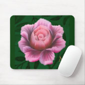 Monogram Dk Green Pink Blume Mousepad (Mit Mouse)