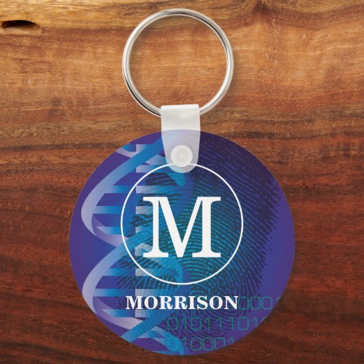 Monogram DNA Fingerprint Science Schlüsselanhänger (Rückseite)