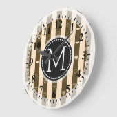 Monogram Donkey Beown Stripes Modernes Herzmuster Große Wanduhr (Winkel)