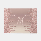 Monogram Doormat Rose Gold Blush Glitzer Tropfen Fußmatte (Vorderseite)