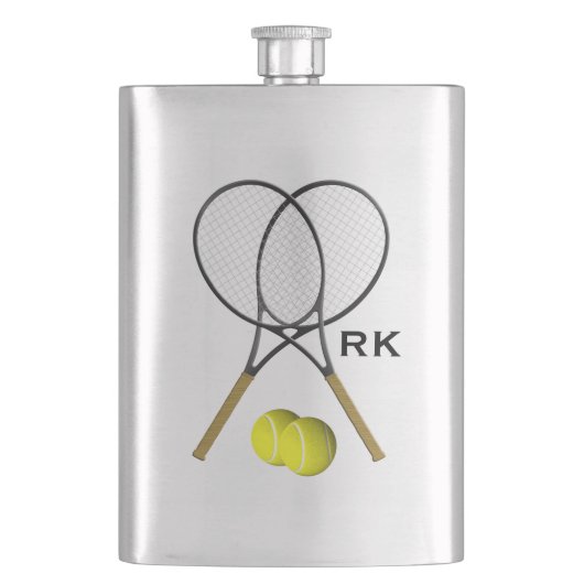 Monogram Doubles Tennis Thema Flachmann (Vorderseite)