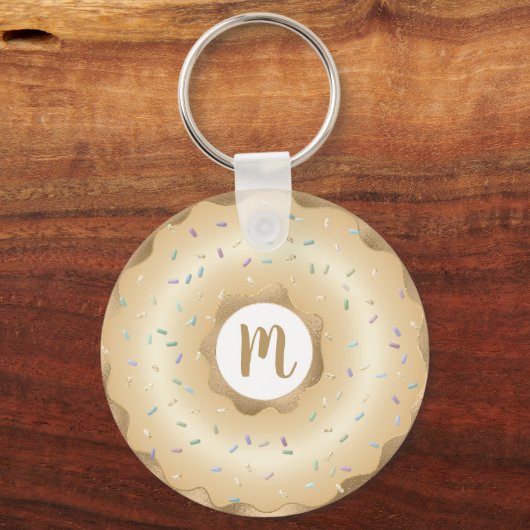 Monogram Doughnut Gold-Folienskripte mädchenhaft L Schlüsselanhänger (Vorderseite)