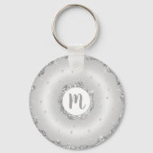 Monogram Doughnut Silber Glitzer Drehbuchschrift g Schlüsselanhänger (Vorderseite)