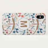 Monogram Dragonfly-Muster Case-Mate iPhone Hülle (Rückseite (Horizontal))