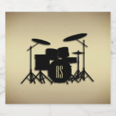 Monogram Drum Set Antiquitäten Gold Schaumweinetikett (Einzelnes Label)