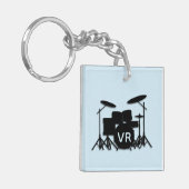 Monogram Drum Set Case Silver Plättete Kette Schlüsselanhänger (Vorderseite links)
