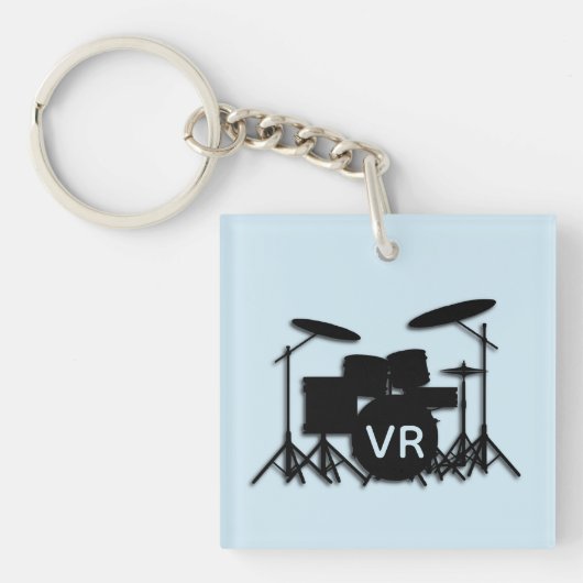 Monogram Drum Set Case Silver Plättete Kette Schlüsselanhänger (Vorderseite)