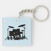 Monogram Drum Set Case Silver Plättete Kette Schlüsselanhänger (Rückseite)