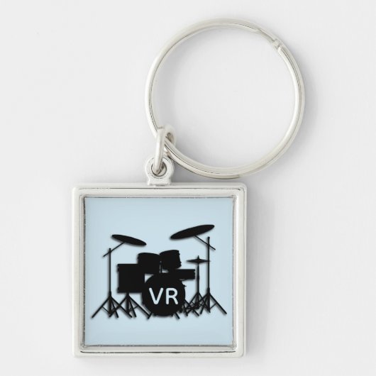Monogram Drum Set Case Silver Plättete Kette Schlüsselanhänger (Vorne)