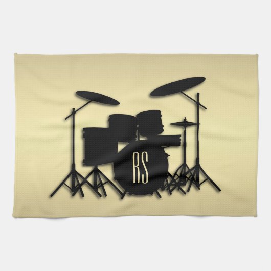 Monogram Drum Set Gold Geschirrtuch (Horizontal)
