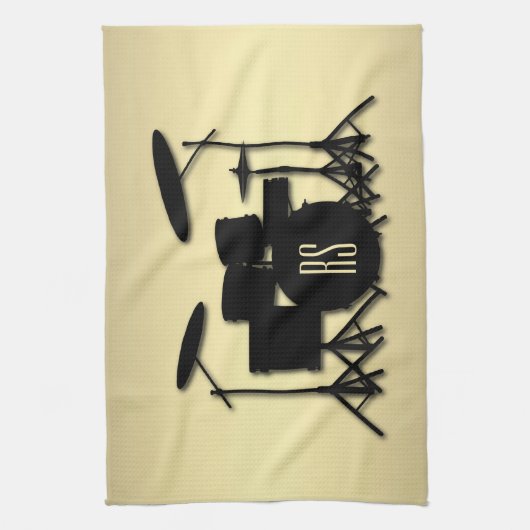 Monogram Drum Set Gold Geschirrtuch (Vertikal)