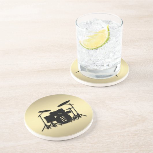 Monogram Drum Set Gold Getränkeuntersetzer (Seite)