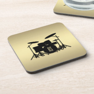 Monogram Drum Set Gold Getränkeuntersetzer