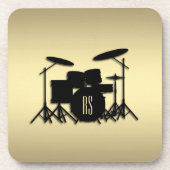 Monogram Drum Set Gold Getränkeuntersetzer (Vorderseite)