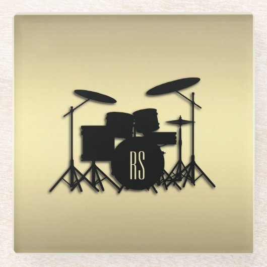 Monogram Drum Set Gold Glasuntersetzer (Vorderseite)