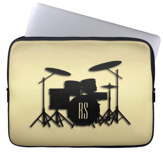 Monogram Drum Set Gold Laptopschutzhülle (Vorderseite)