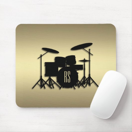 Monogram Drum Set Gold Mousepad (Mit Mouse)