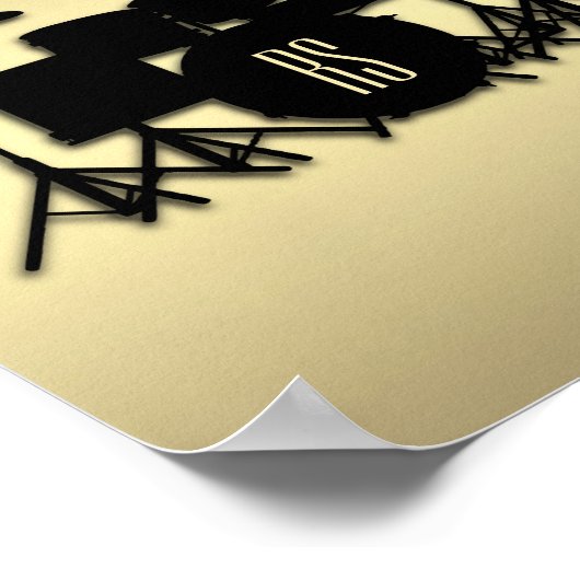 Monogram Drum Set Gold Poster (Ecke)